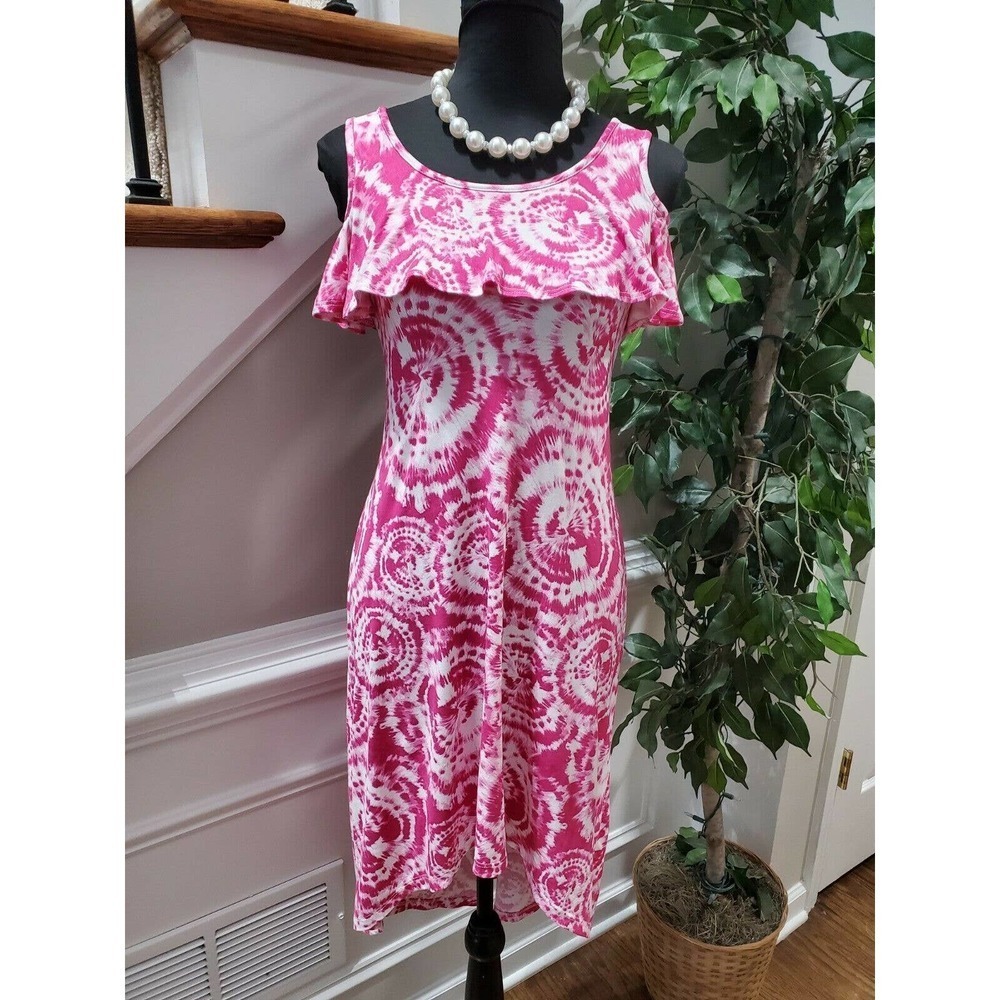 1st Kiss Girls Women's Pink Polyester Round Neck Sleeveless Knee Length Dress 12
